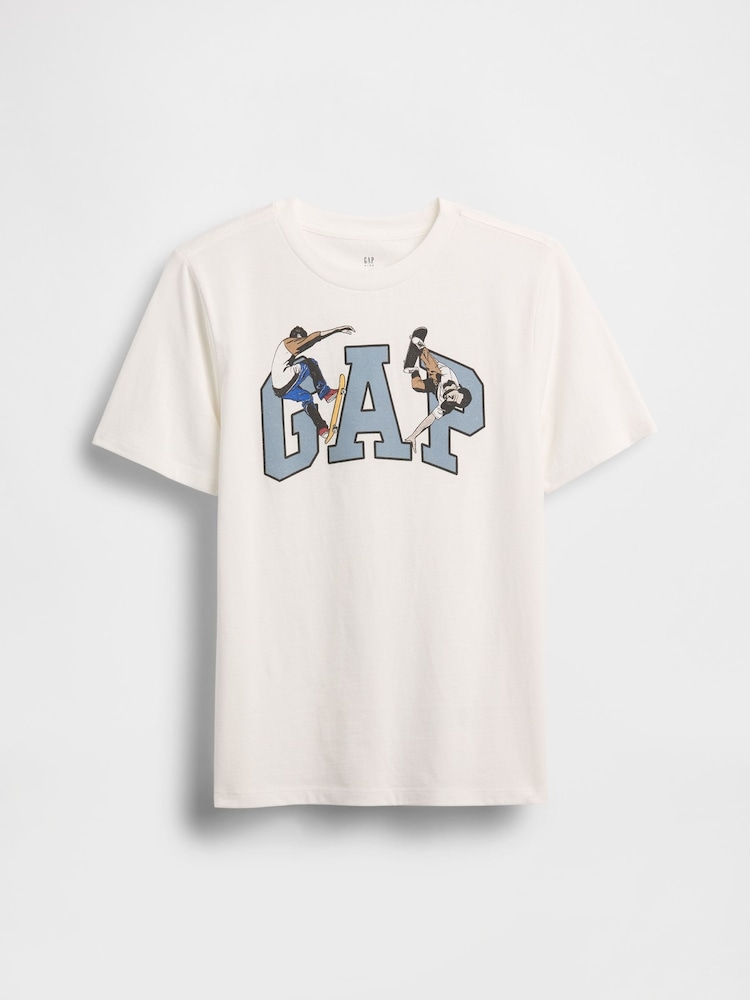 Gap White Logo Graphic T-Shirt (4-13yrs) (4-13yrs) - Image 1 of 3 Gap White Logo Graphic T-Shirt (4-13yrs) (4-13yrs) - Image 1 of 3