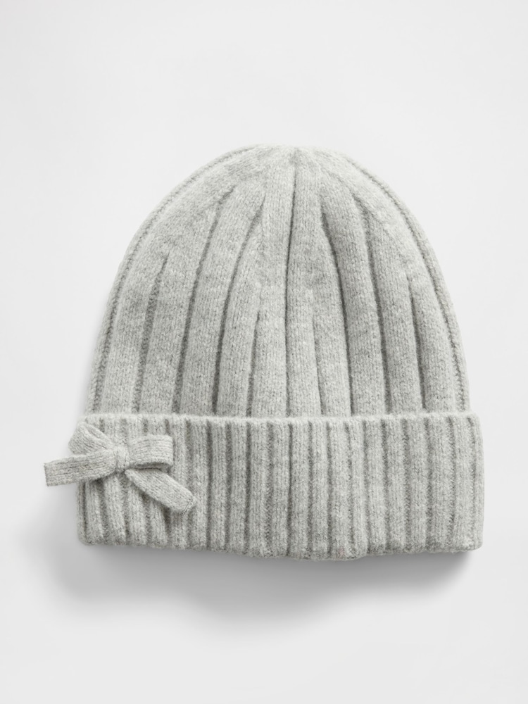 Gap Grey Soft Touch Bow Beanie - Image 1 of 1 Gap Grey Soft Touch Bow Beanie - Image 1 of 1