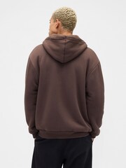 Gap Brown Relaxed Logo Sherpa Lined Zip Hoodie - Image 2 of 4