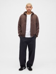 Gap Brown Relaxed Logo Sherpa Lined Zip Hoodie - Image 3 of 4