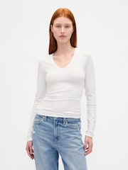 Gap White Sheer Modern Rib T-Shirt - Image 1 of 3