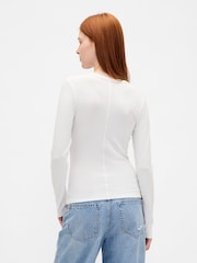 Gap White Sheer Modern Rib T-Shirt - Image 2 of 3