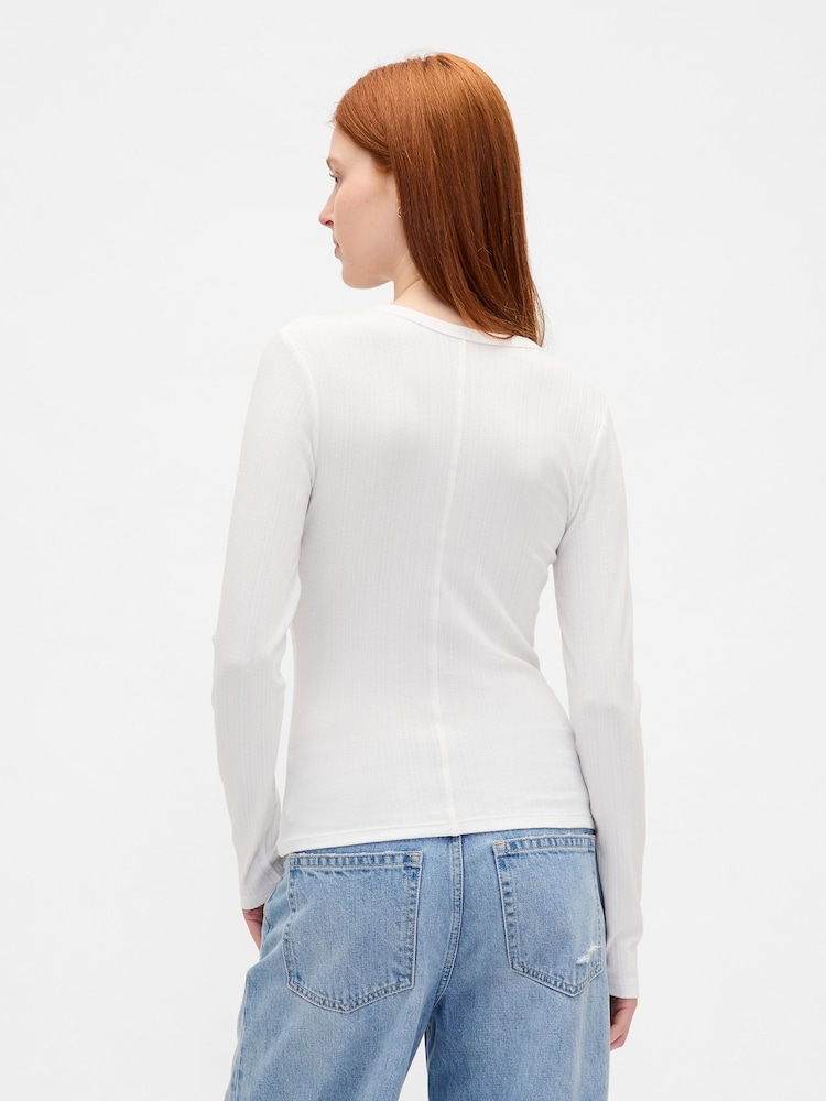 Gap White Sheer Modern Rib T-Shirt - Image 2 of 3