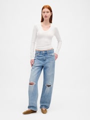Gap White Sheer Modern Rib T-Shirt - Image 3 of 3
