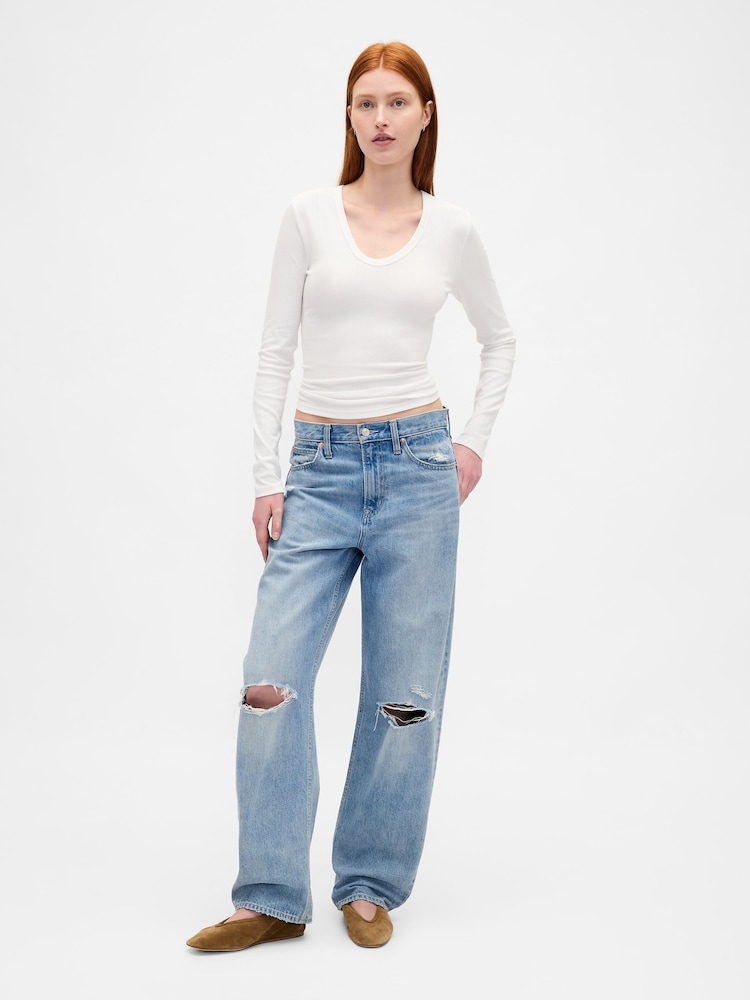 Gap White Sheer Modern Rib T-Shirt - Image 3 of 3 Gap White Sheer Modern Rib T-Shirt - Image 3 of 3