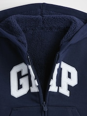 Gap Blue Logo Sherpa Zip Hoodie (6mths-5yrs) (6mths-5yrs) - Image 3 of 3