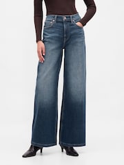 Gap Blue High Waisted Stride Wide-Leg Jeans - Image 1 of 11