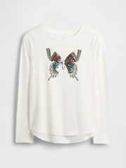 Gap White Flippy-Sequin Graphic T-Shirt (4-13yrs) - Image 3 of 4