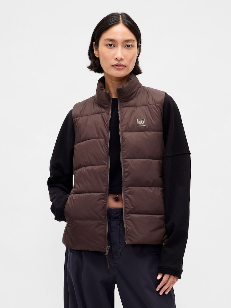 Gap Brown Cold Control Puffer Vest - Image 1 of 4