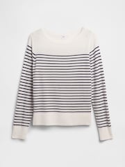 Gap White/ Navyt Blue Stripe Bella Boat Neck Jumper - Image 4 of 4