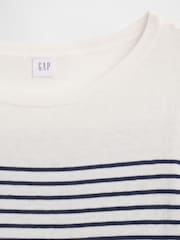 Gap White & Blue Stripe Boat Neck Jumper - Image 5 of 5