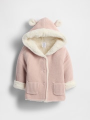 Pink - Gap Sherpa-Lined Cardigan (Newborn-24mths) (0-24mths) - Bild 1 von 2
