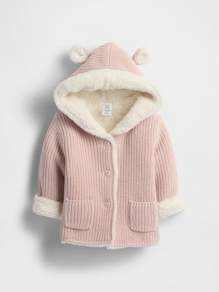Gap Pink Sherpa-Lined Cardigan (Newborn-24mths) (0-24mths) - Image 1 of 2 Gap Pink Sherpa-Lined Cardigan (Newborn-24mths) (0-24mths) - Image 1 of 2