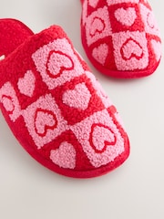Pink/Rot - Borg Mule Check Heart Slippers - Bild 10 von 10