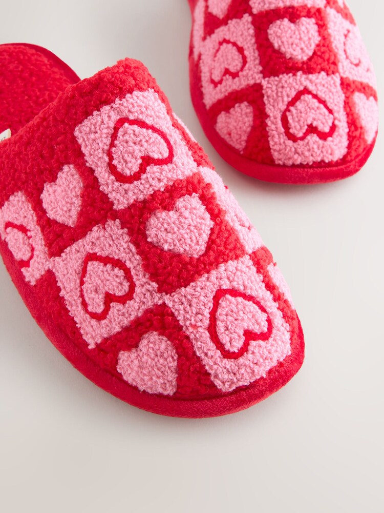 Pink/Red Borg Mule Check Heart Slippers - Image 6 of 6 Pink/Red Borg Mule Check Heart Slippers - Image 6 of 6