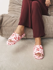 Pink/Red Heart Plush Slider Slippers - Image 2 of 7