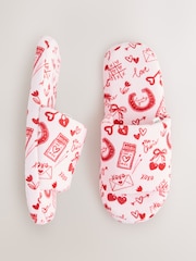 Pink/Red Heart Plush Slider Slippers - Image 6 of 7