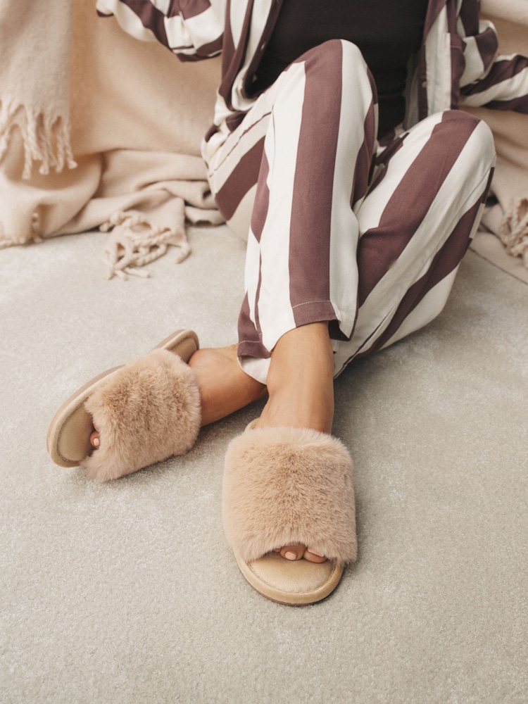 Yellow Faux Fur Sider Slippers - Image 2 of 7