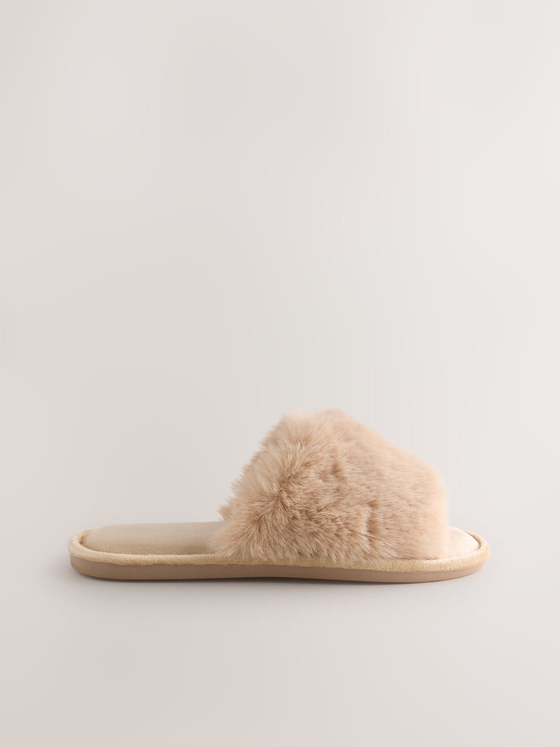 Buy Yellow Faux Fur Sider Slippers from Next USA