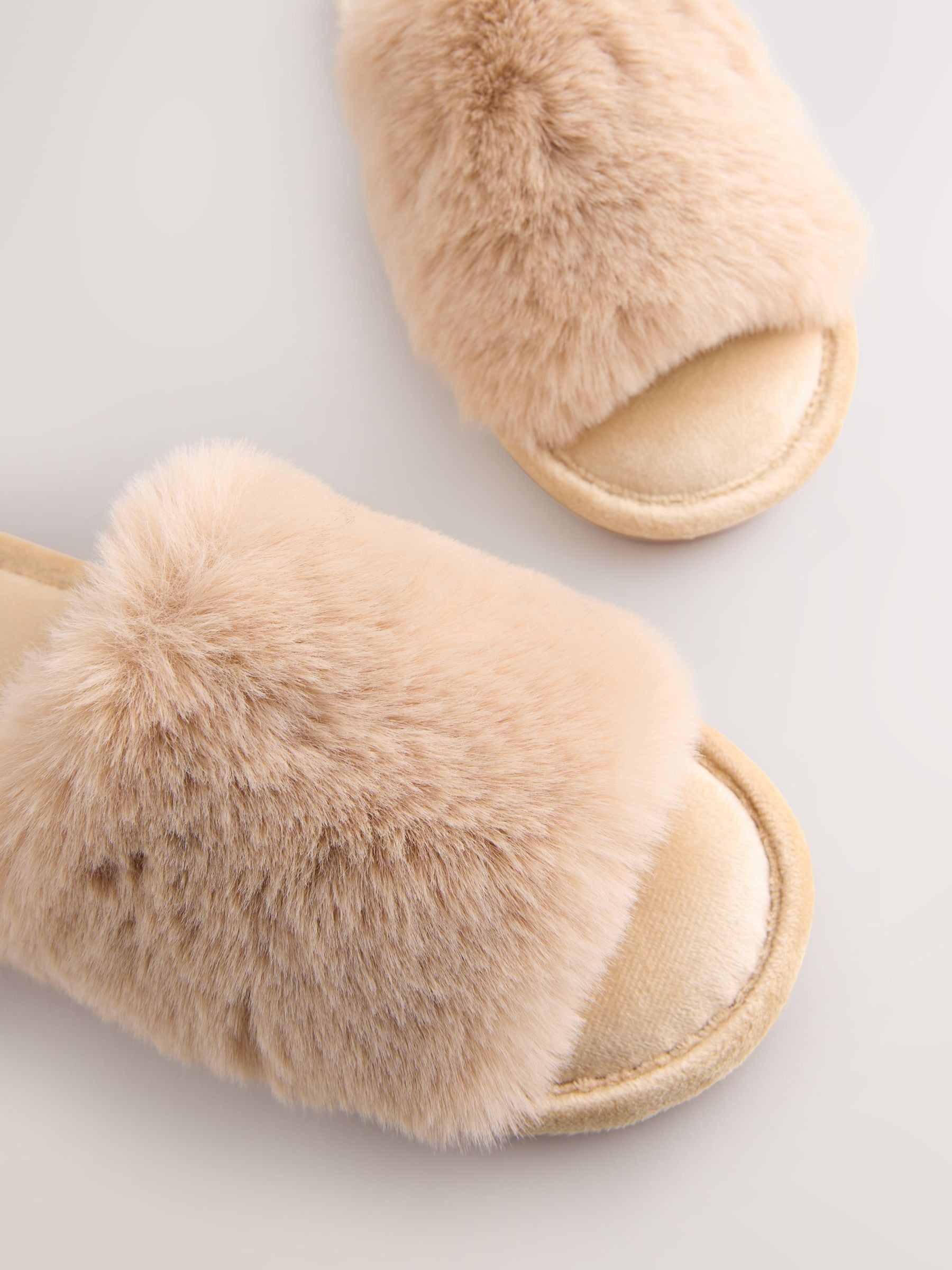 Buy Yellow Faux Fur Sider Slippers from Next USA