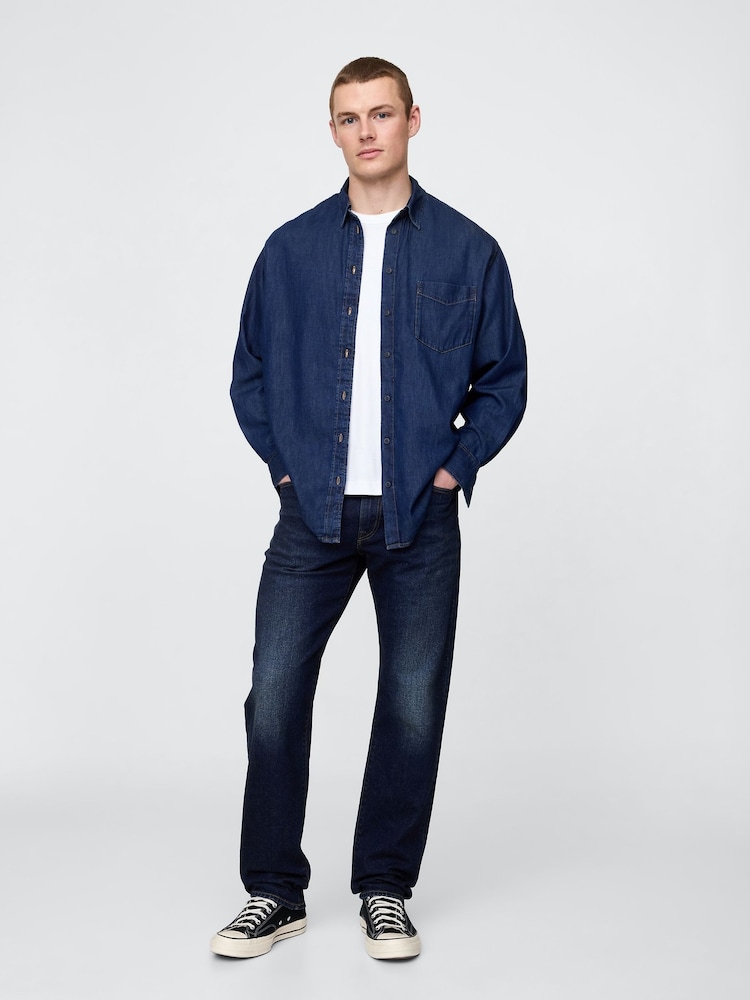 Gap Blue Indigo Straight Jeans - Image 1 of 6 Gap Blue Indigo Straight Jeans - Image 1 of 6