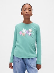 Gap Green Flippy-Sequin Graphic T-Shirt (4-13yrs) - Image 1 of 4