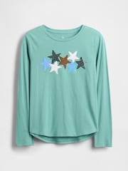 Gap Green Flippy-Sequin Graphic T-Shirt (4-13yrs) - Image 3 of 4