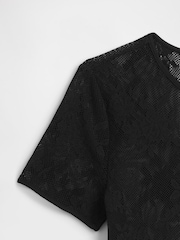 Gap Black Floral Lace Mesh Top - Image 4 of 4