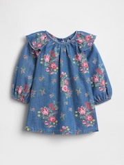 Gap Blue Denim Ruffle Shoulder Dress (Newborn-24mths) (0-24mths) - Image 1 of 3