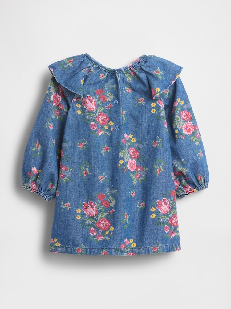 Gap Blue Denim Ruffle Shoulder Dress (Newborn-24mths) (0-24mths) - Image 2 of 3