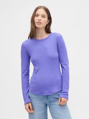 Vijolična - Gap Waffle Knit Long Sleeve T-Shirt - Slika 1 iz 5
