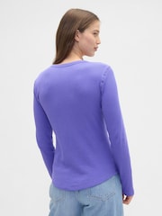 Vijolična - Gap Waffle Knit Long Sleeve T-Shirt - Slika 2 iz 5