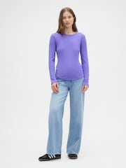 Vijolična - Gap Waffle Knit Long Sleeve T-Shirt - Slika 3 iz 5