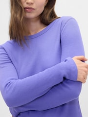 Vijolična - Gap Waffle Knit Long Sleeve T-Shirt - Slika 4 iz 5
