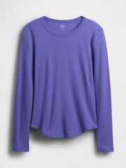 Vijolična - Gap Waffle Knit Long Sleeve T-Shirt - Slika 5 iz 5