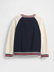 Gap Blue/Cream Varsity Logo Jumper Jacket (6mths-5yrs) (6mths-5yrs) - Image 2 of 2