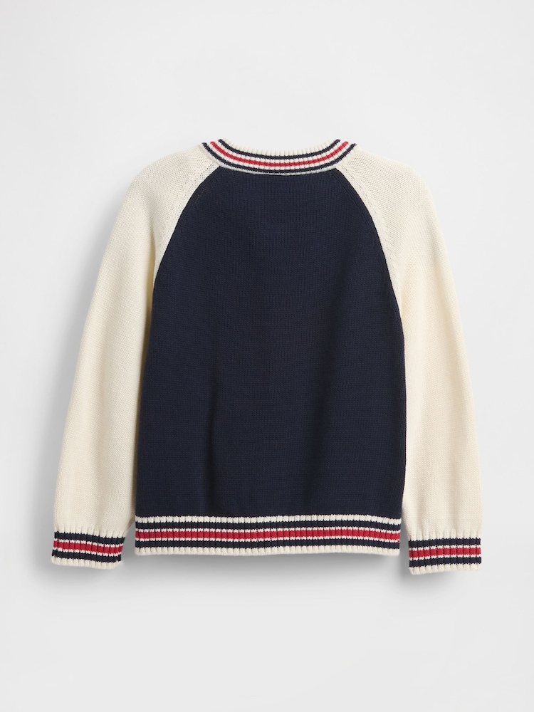 Gap Blue/Cream Varsity Logo Jumper Jacket (6mths-5yrs) (6mths-5yrs) - Image 2 of 2