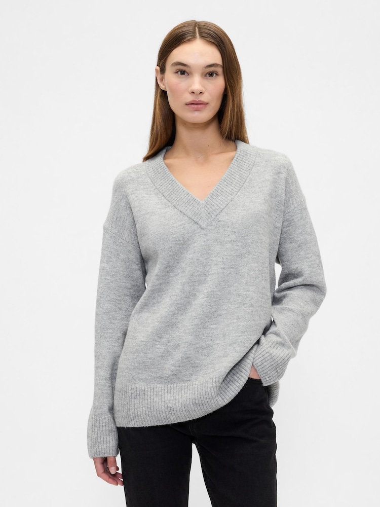 Gap Light Grey V-Neck Sweatshirt - Image 1 of 5