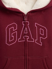 Gap Burgundy Red Logo Zip Up Sherpa-Lined Hoodie (6mths-5yrs) - Image 4 of 4