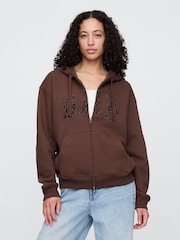 Gap Brown Heritage Zip Up Hoodie - Image 1 of 5