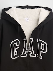 Gap Black Relaxed Logo Sherpa-Lined Zip Hoodie - Image 5 of 5