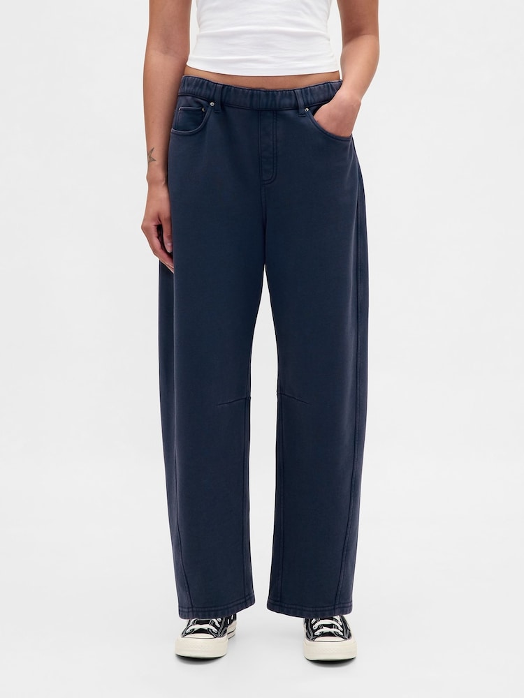 Gap Navy Blue Heavyweight French Terry Barrel Joggers - Image 1 of 5