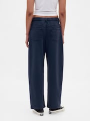 Gap Navy Blue Heavyweight French Terry Barrel Joggers - Image 2 of 5