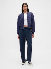 Gap Navy Blue Heavyweight French Terry Barrel Joggers - Image 4 of 5