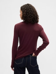 Gap Red Modern Long Sleeve Crew Neck T-Shirt - Image 2 of 5