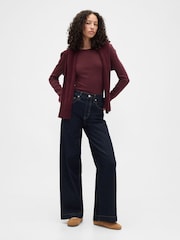 Gap Red Modern Long Sleeve Crew Neck T-Shirt - Image 3 of 5