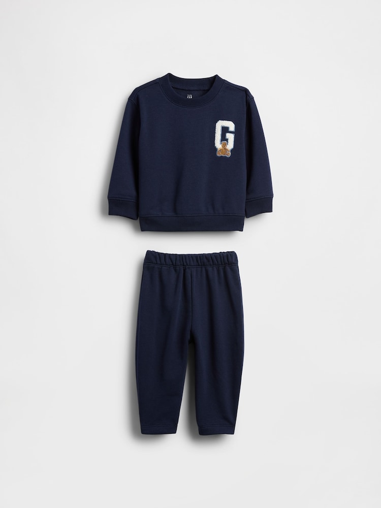 Gap Navy Baby Vintage Soft Varsity Logo Sweat Set (Newborn-24mths) (0-24mths) - Image 1 of 3