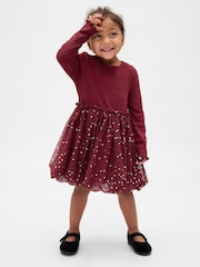 Gap Burgundy Red Mixed Media Bubble Dress (6mths-5yrs) (6mths-5yrs) - Image 1 of 4