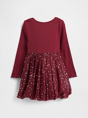 Gap Burgundy Red Mixed Media Bubble Dress (6mths-5yrs) (6mths-5yrs) - Image 3 of 4