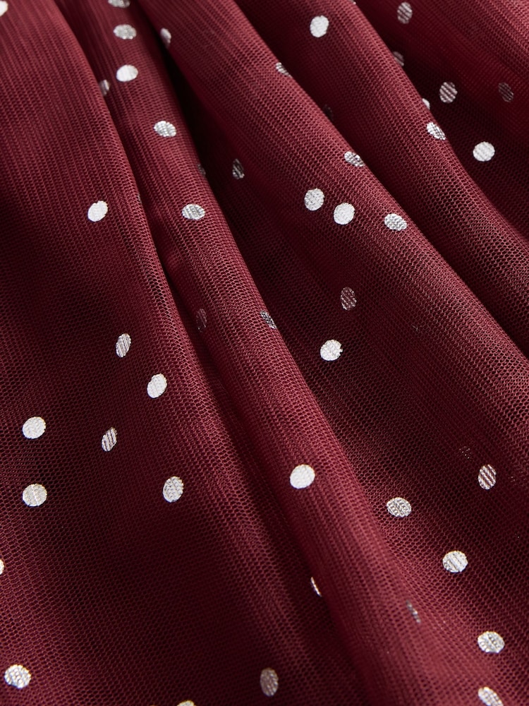 Gap Burgundy Red Mixed Media Bubble Dress (6mths-5yrs) (6mths-5yrs) - Image 4 of 4